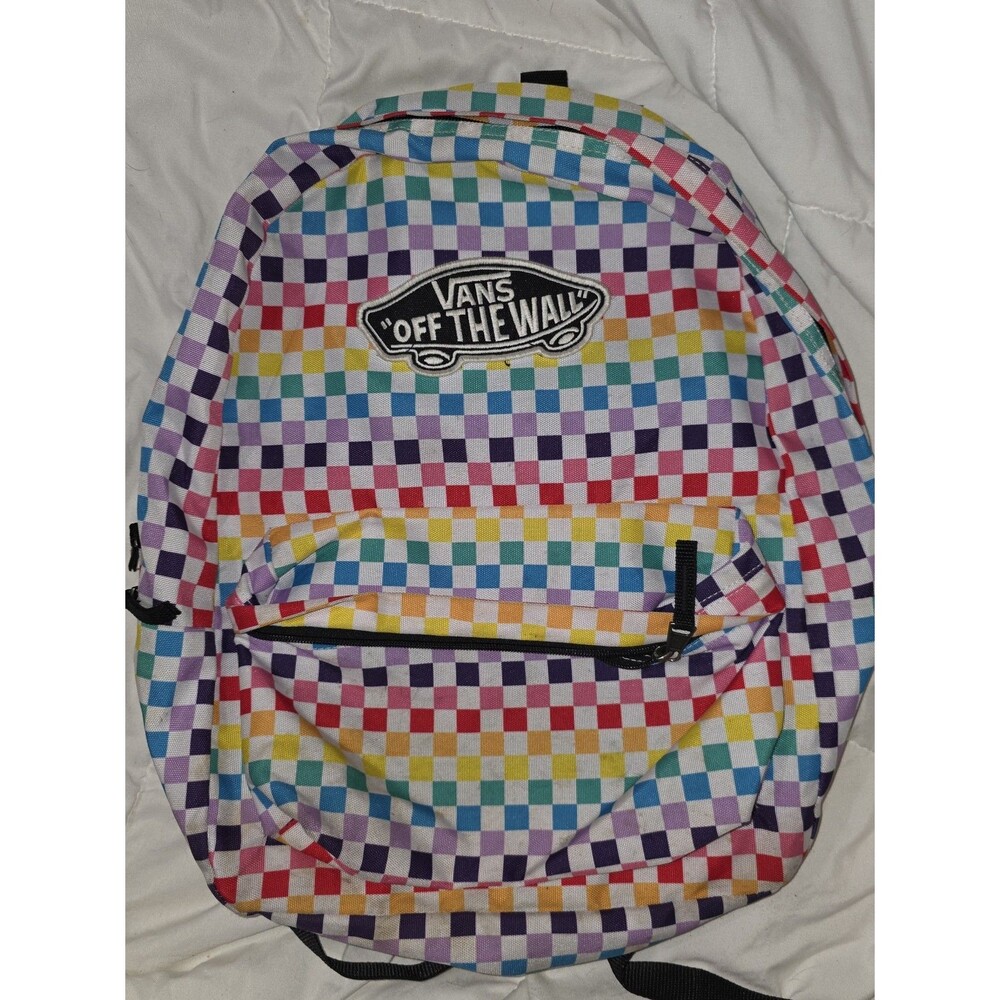 Vans off the wall rainbow block print full size backpack purse bag tote!